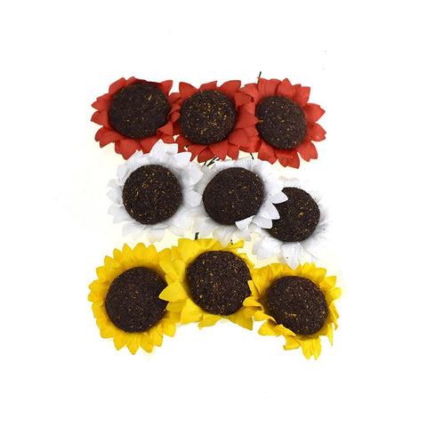 Handmade Paper Sunflower Embellishments, Multicolor, 1-1/2-Inch, 9-Count