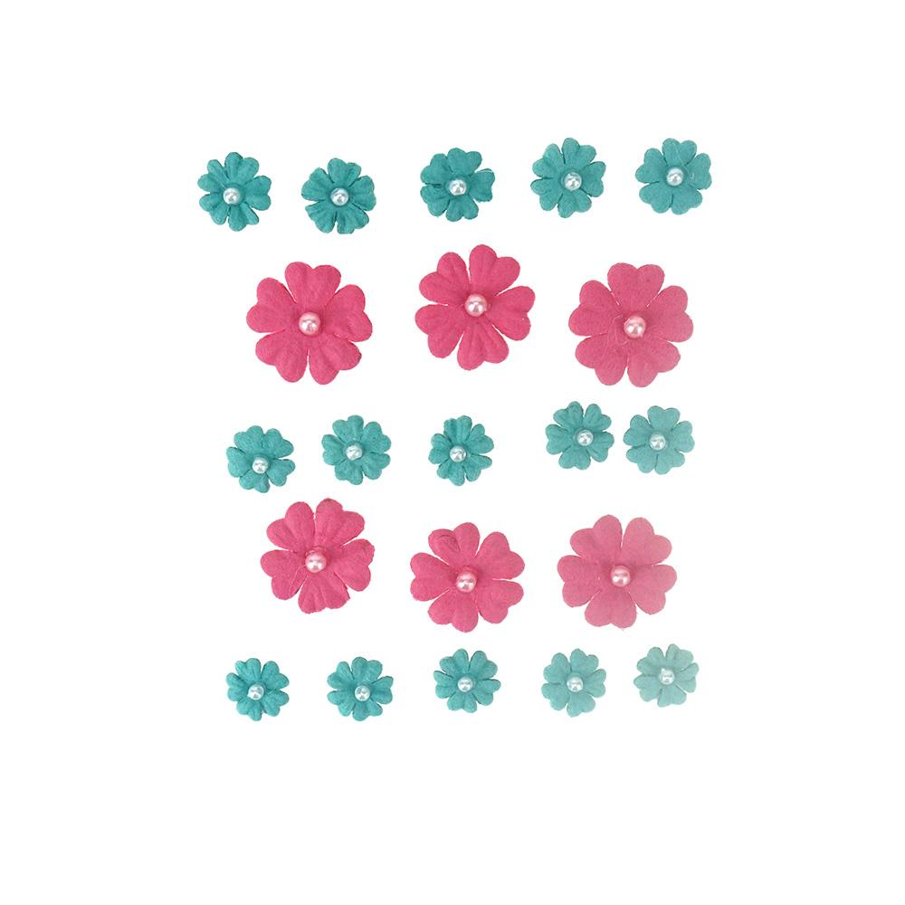 Mini Handmade Paper Floral Embellishments, 21-Piece