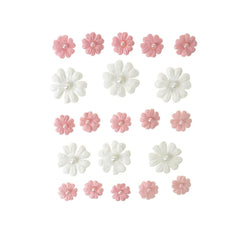 Mini Handmade Paper Floral Embellishments, 21-Piece