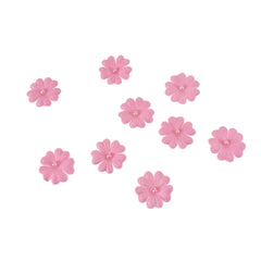 Handmade Paper Floral Embellishments With Pearls, 1-Inch, 32-Piece