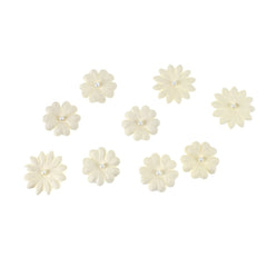 Handmade Paper Floral Embellishments With Pearls, 1-Inch, 32-Piece