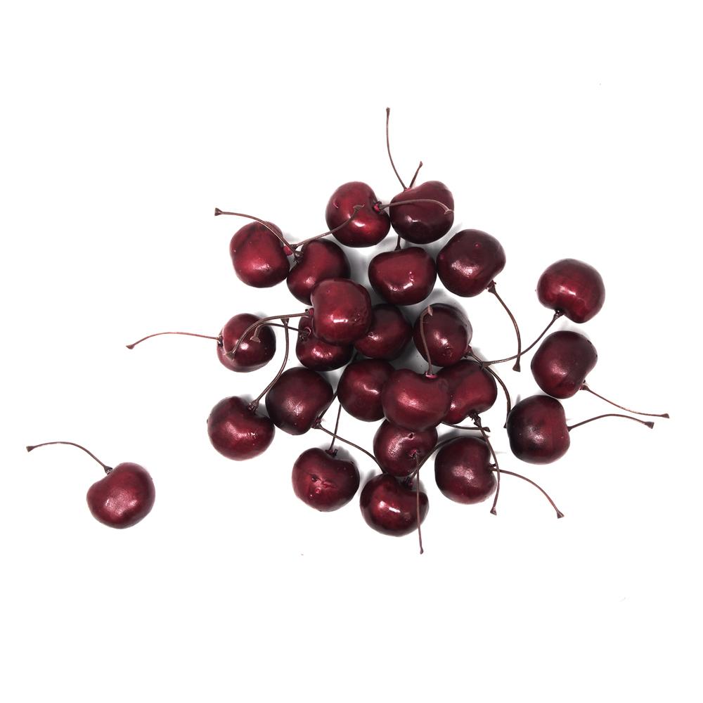Artificial Lifelike Cherries Party Decoration, 1-Inch, 24-Count