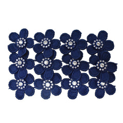 Fabric Flower Patch With Rhinestones, 1-1/2-Inch, 12-Count