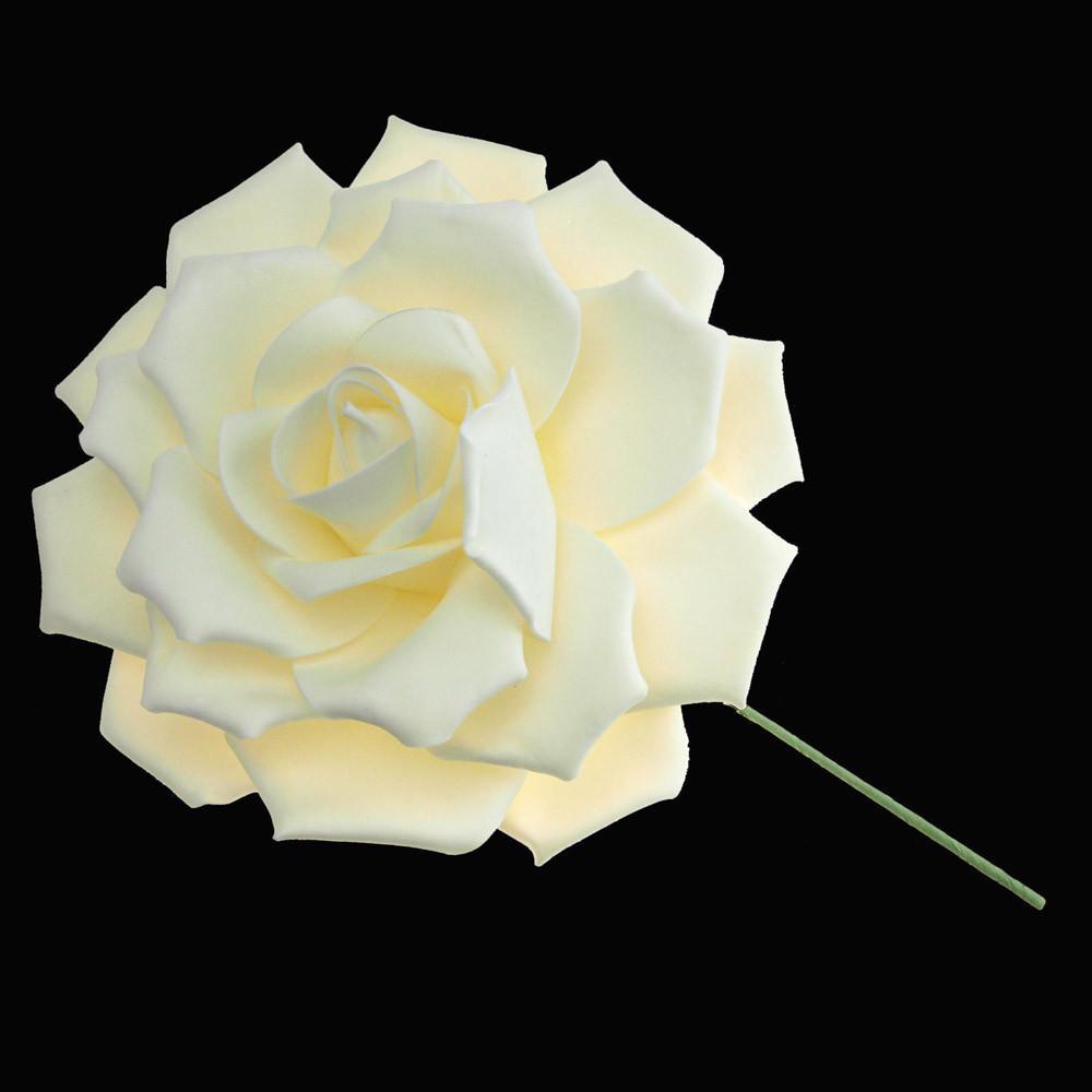 Large Rose Flower Stem Soft-Touch, Cream, 16-Inch