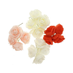 Foam Rose Flower with Wire, 2-Inch, 9-Count