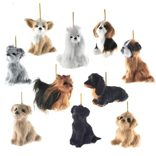 Plush Dogs Christmas Ornaments, 10-Piece