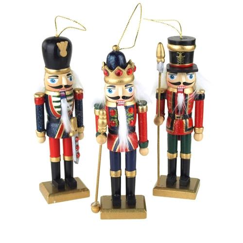 Wooden Nutcracker Soldier Ornaments, 5-Inch, 3-Piece