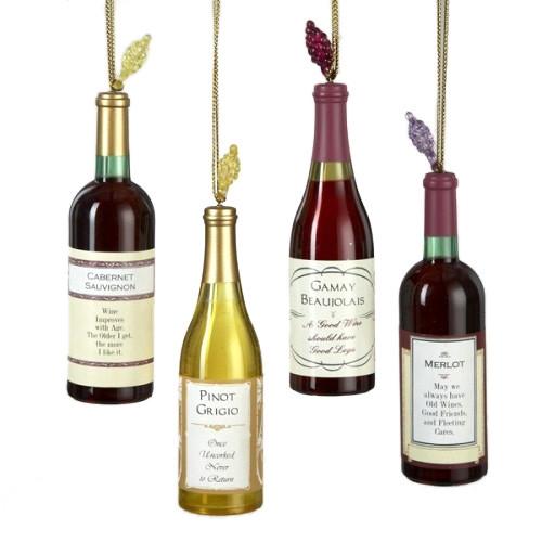 Wine Bottle Acrylic Ornaments, 5-Inch,4-Piece