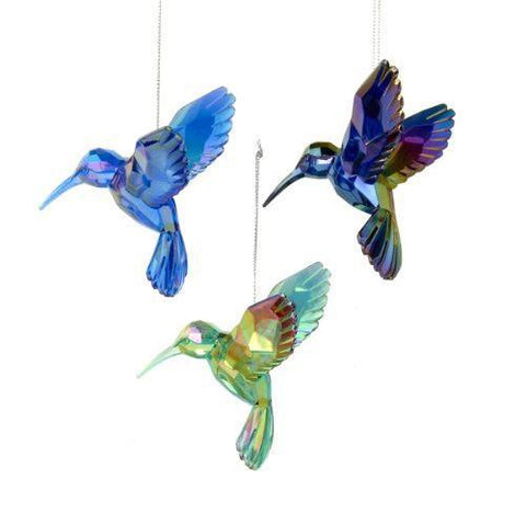 Acrylic Hummingbird Christmas Tree Ornaments, Blue, 4-Inch, 3-Piece