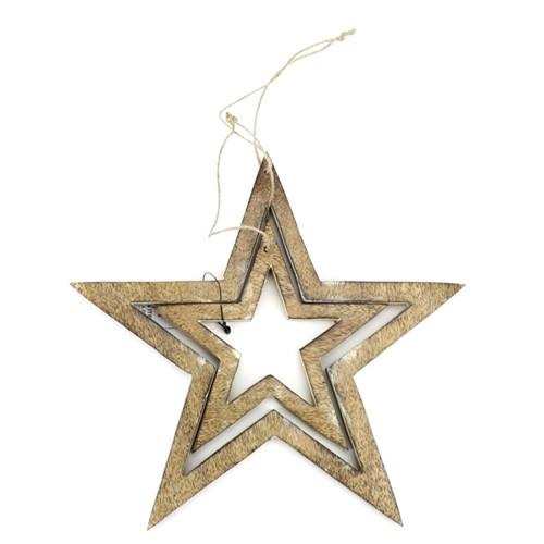 Star Tree Topper Wooden Ornament, 5-1/2-Inch, 2-Piece