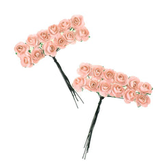 Mini Paper Craft Rose Branch, 3-Inch, 12-Count