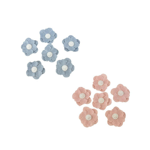 Self-Adhesive Canvas Flower With White Pearls, 1-1/2-Inch, 9-Count