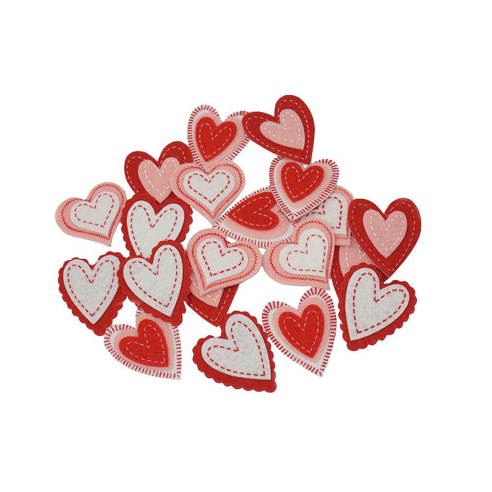 Felt Valentine's Day Heart Stickers, 20-Piece