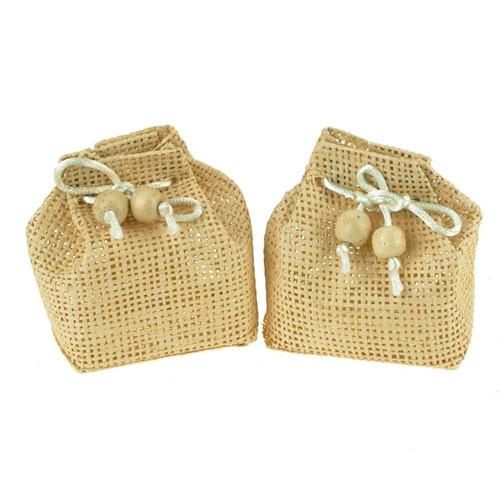 Mini Woven Favor Bags, Sack, Natural, 2-3/4-Inch, 12-Piece