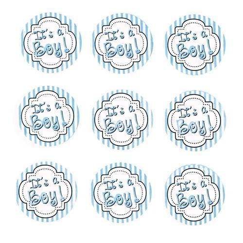 Its A Boy Seal Paper Stickers, Light Blue, 1-Inch, 24-Count