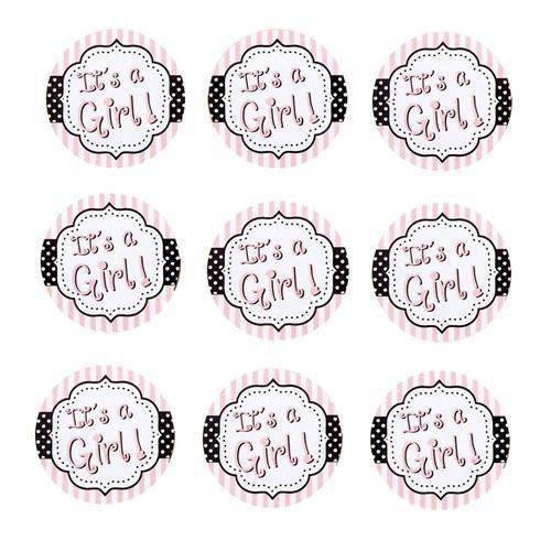 Its a Girl Seal Paper Stickers, Light Pink, 1-Inch, 24-Count