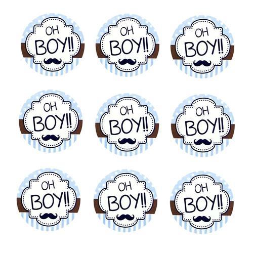 Oh Boy Seal Paper Stickers, Light Blue, 1-Inch, 24-Count