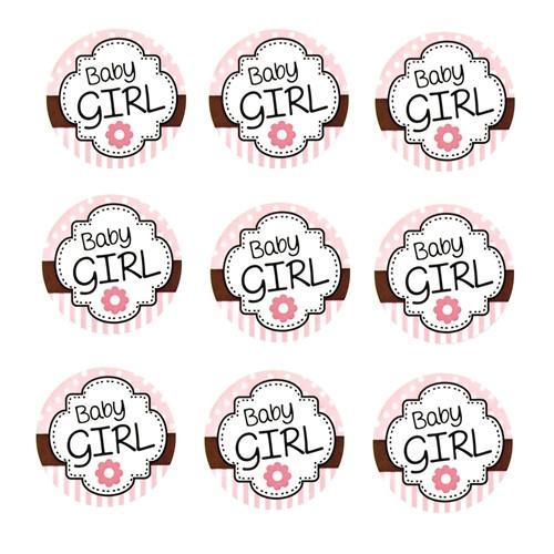 Baby Girl Seal Paper Stickers, Light Pink, 1-Inch, 24-Count