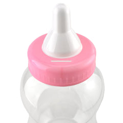 Jumbo Milk Bottle Coin Bank Baby Shower Plastic Container, 15-inch - Light Pink