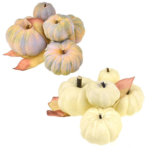 Artificial Bagged Pumpkins Fall Decor, Assorted, 6-Piece