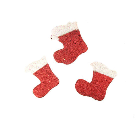 Christmas Styrofoam Stocking Cut Out Red Glitter, 3-1/2-Inch, 12 Count