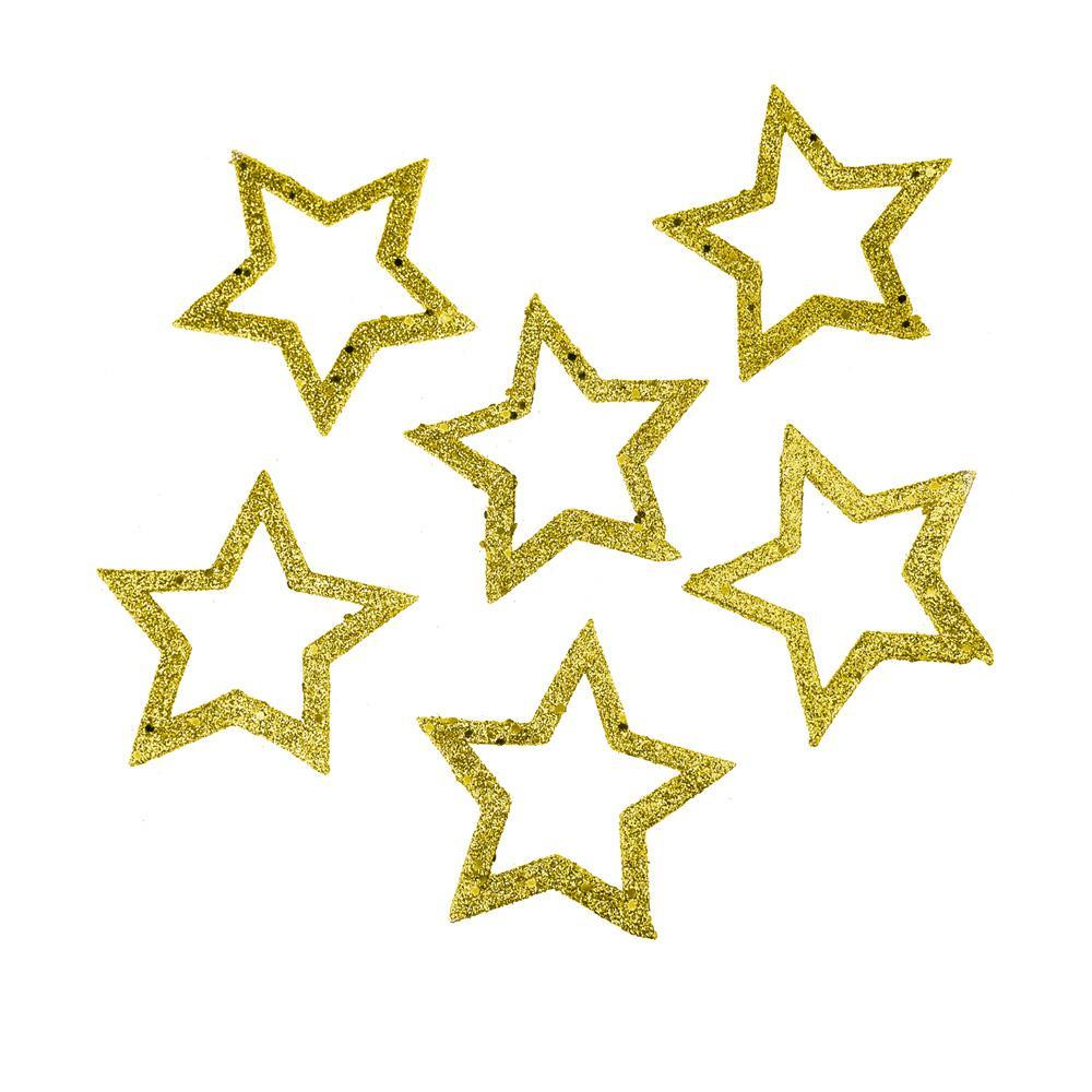 Glittery Gold Christmas Holiday Foam Star Decorations, 4-Inch, 6-Count