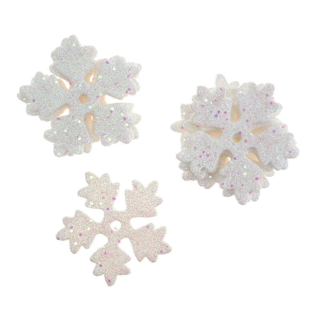 Christmas Styrofoam Glitter Snowflake Cutout, White, 3-1/2-Inch, 12-Count
