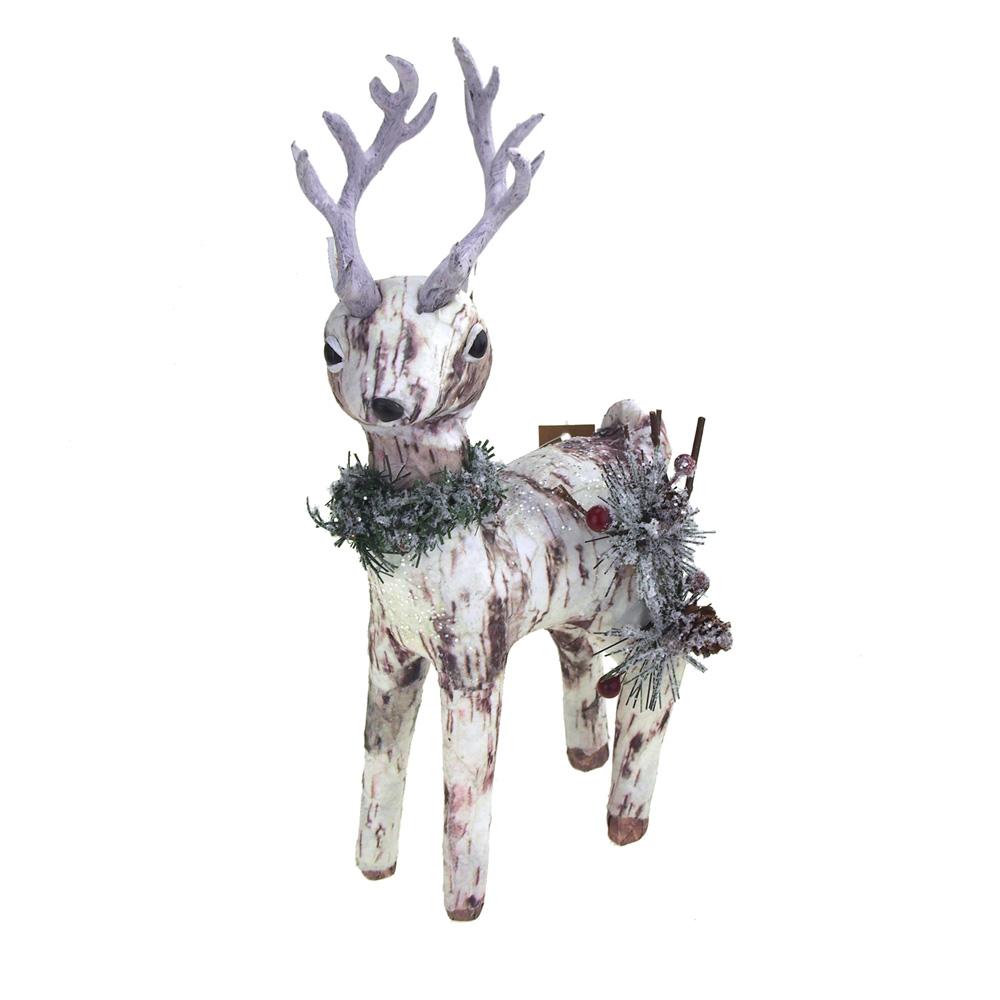 Small Paper Birch Christmas Deer Decoration, 11-1/2-Inch x 5-1/2-Inch