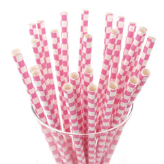 Race Car Checkered Paper Straws, 7-3/4-Inch, 25-Piece