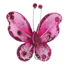 Organza Nylon Glitter Butterflies, 3-inch, 20-Piece