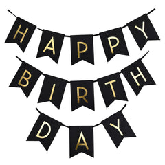 Gold Foil 'Happy Birthday' Bunting Banner, 8-Inch, 16-Feet