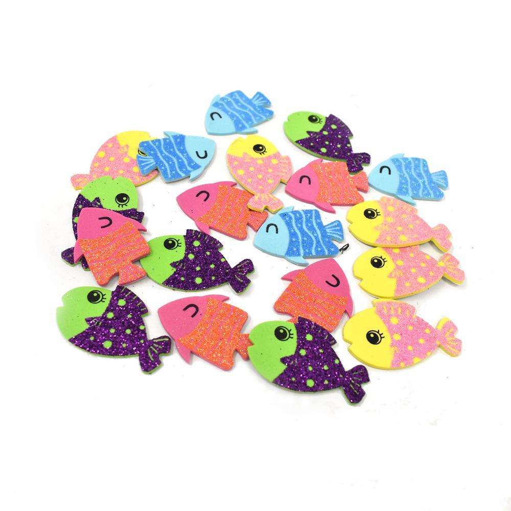 Fishes Foam Fun Glitter 3D Stickers, 24-Piece