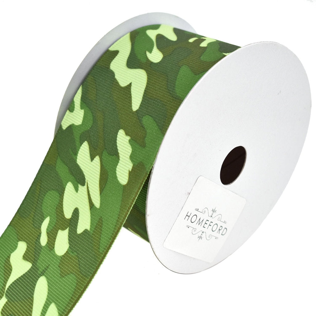 Camouflage Grosgrain Ribbon, 2-Inch, 10-Yard Green