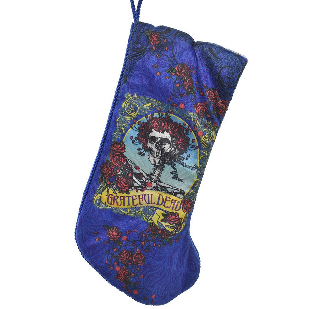 Grateful Dead Stocking with Rose Skeleton, Blue, 17-1/2-Inch