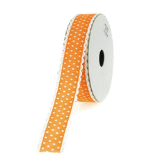 Polka Dot Picot-edge Polyester Ribbon, 7/8-Inch, 25 Yards