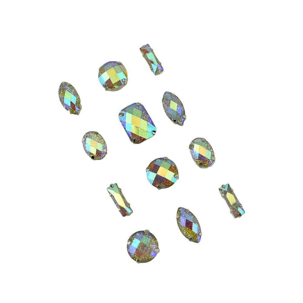 Ammolite Gem Stone Stickers, Assorted Sizes, 12-Piece