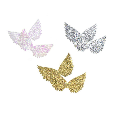 Holographic Embossed Angel Wing Party Favor Embellishments, 1-1/2-Inch, 6-Count