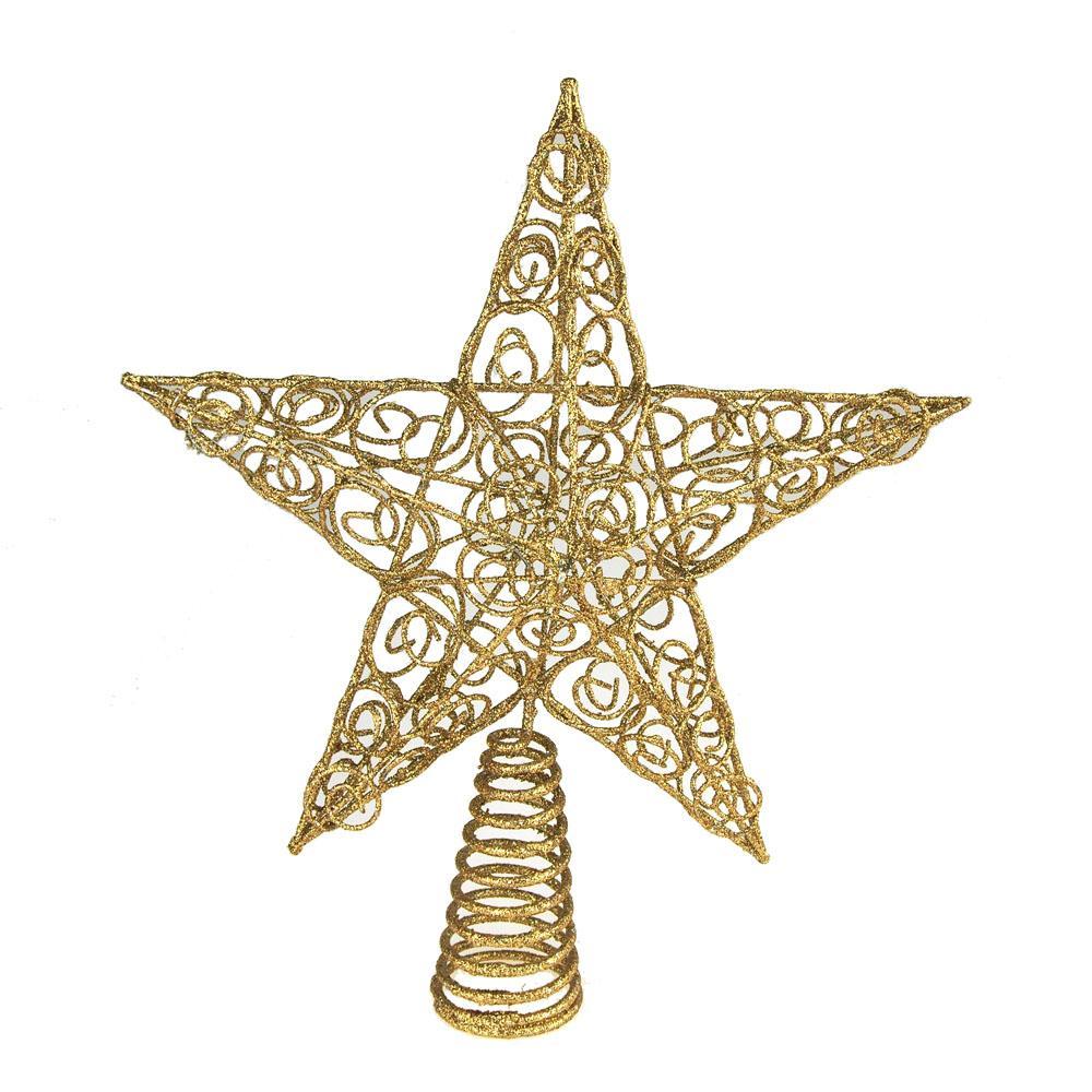 Christmas Wired Star Tree Top, Gold, 10-Inch