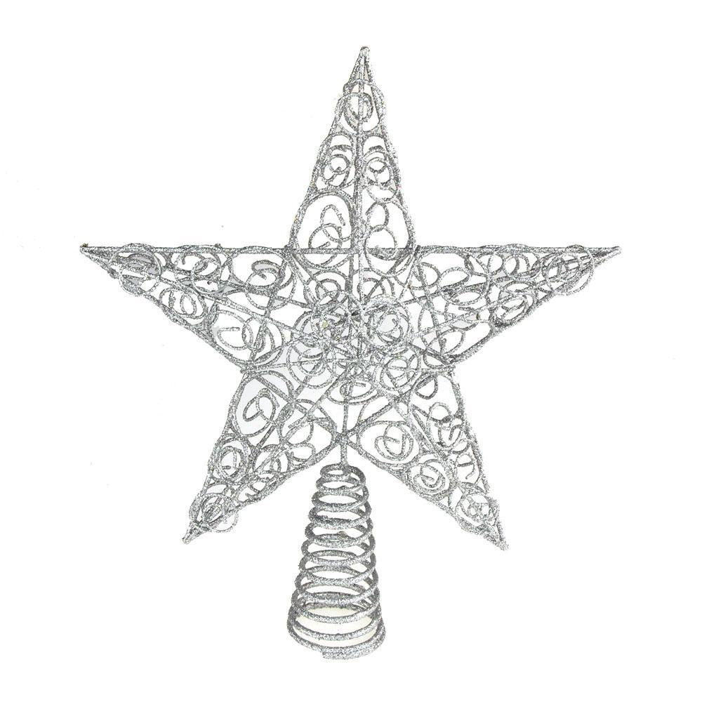 Christmas Wired Star Tree Top, Silver, 10-Inch