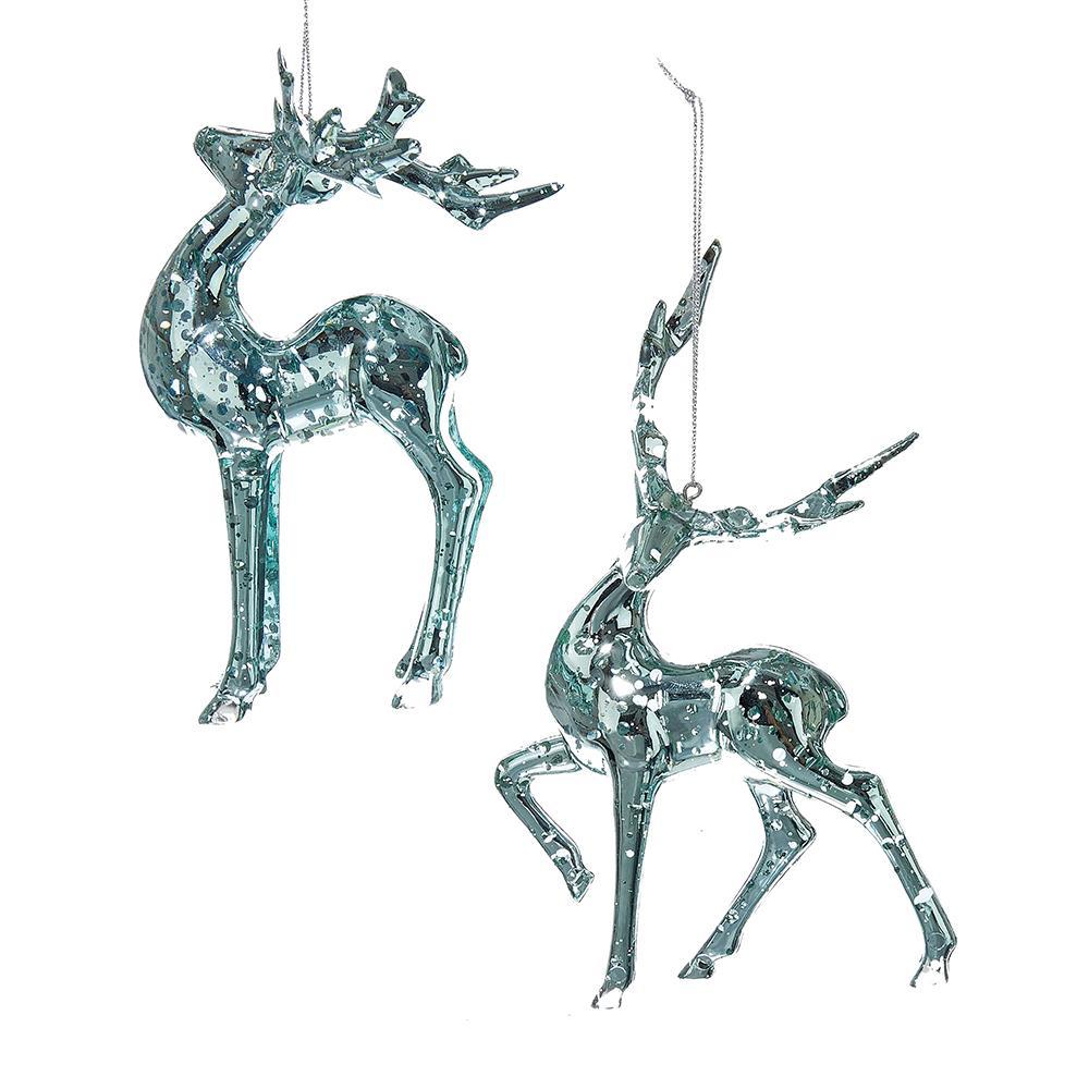 Winter Whispers Metallic Deer Christmas Ornaments, Mint, 2-Piece