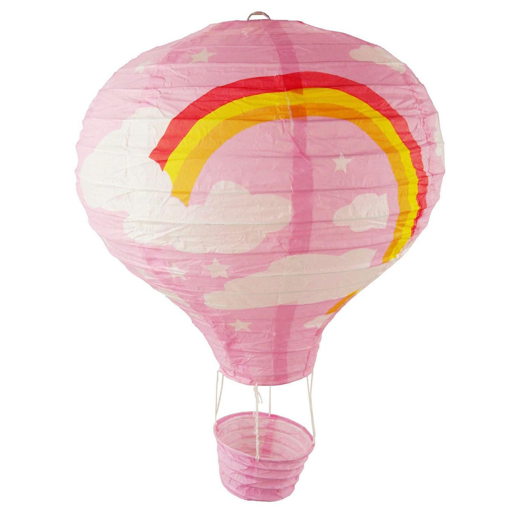 Rainbow Paper Hot Air Balloon Hanging Decor, 15-Inch, Light Pink