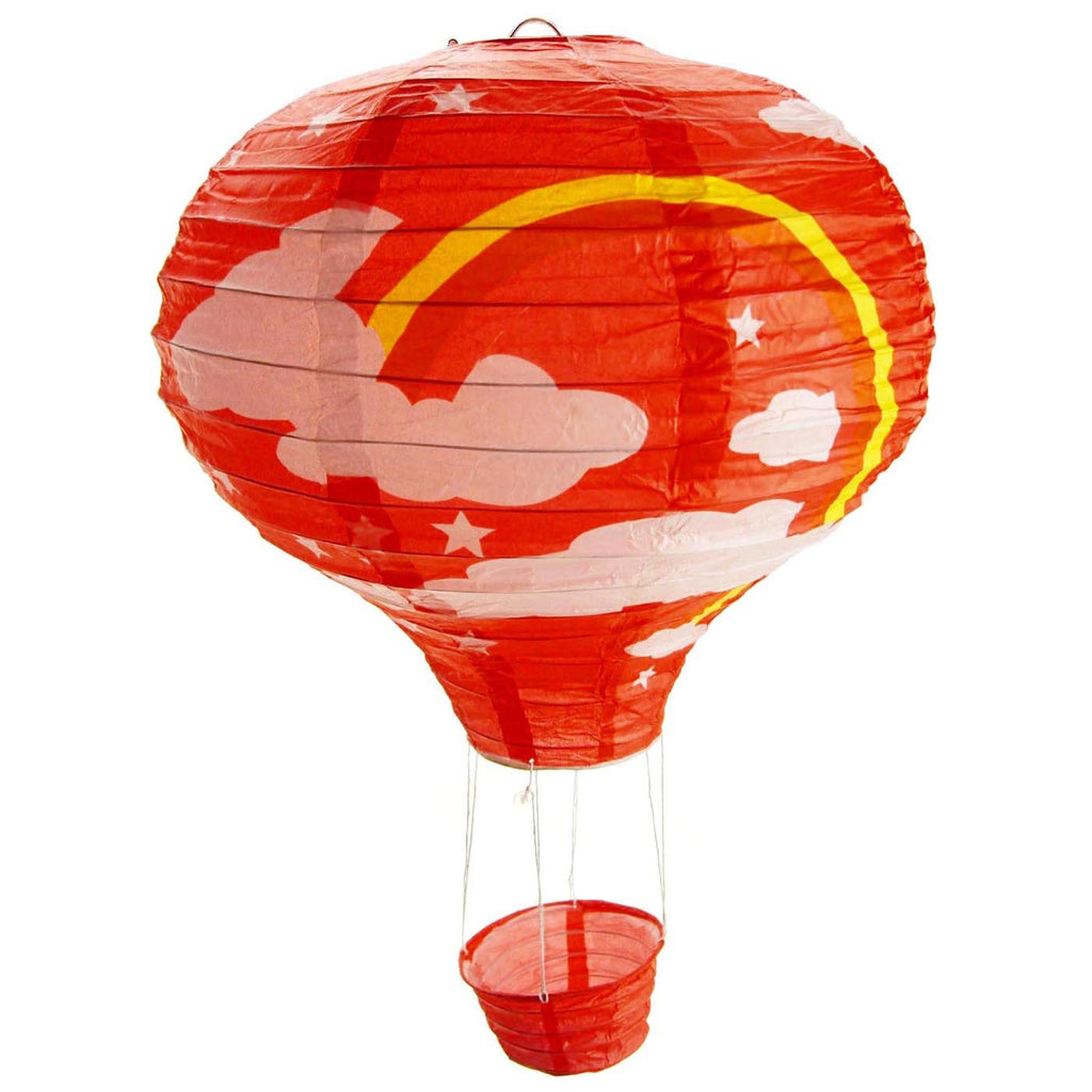 Rainbow Paper Hot Air Balloon Hanging Decor, 15-Inch, Red