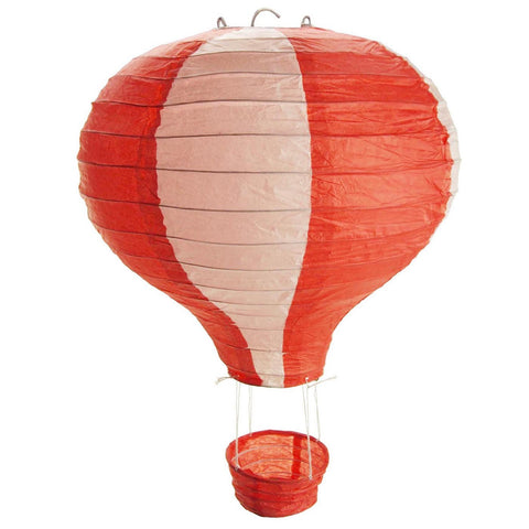 Striped Paper Hot Air Balloon Hanging Decor, 15-Inch, Red