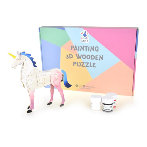 Unicorn DIY Painting 3D Wooden Puzzle, 7-Inch