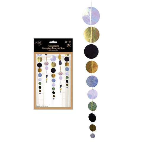 Holographic Hanging Circle Garland Decoration, 40-Inch, 3-Piece