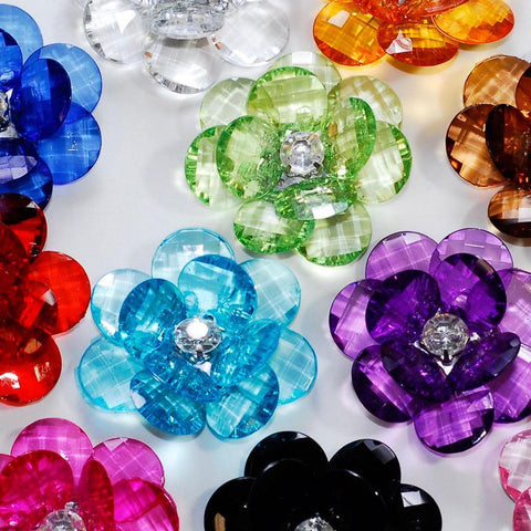 Flower Crystal Lotus, Round Edge, 1-3/4-inch, 6-Piece