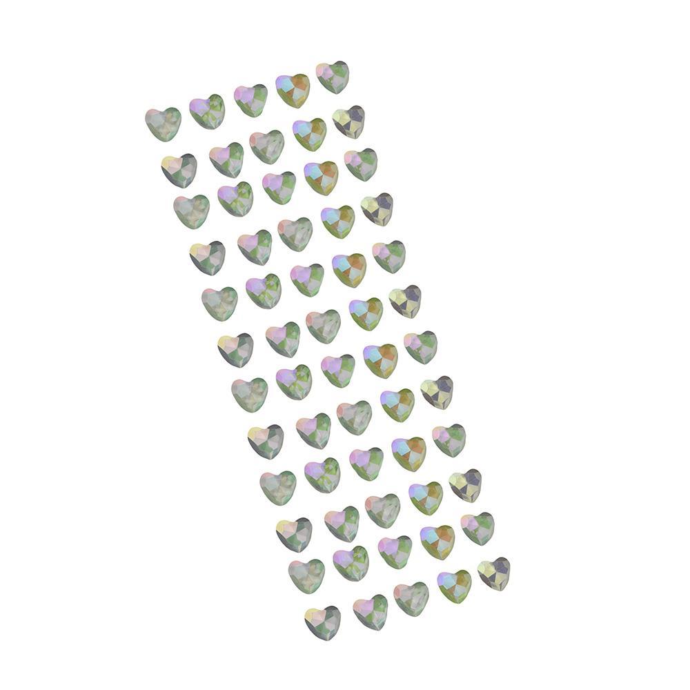 Iridescent Heart Stone Stickers, Clear, 5/8-Inch, 60-Count