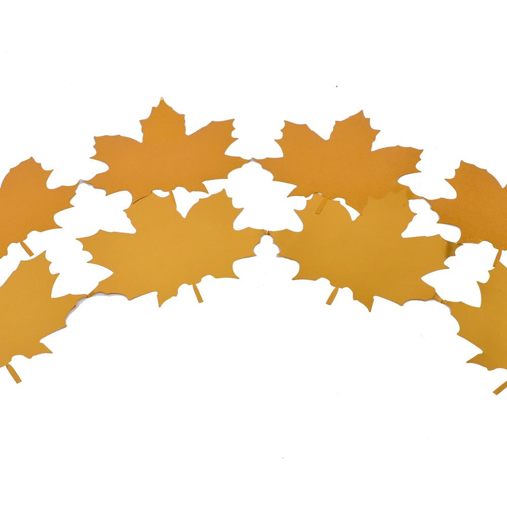 Fall Metallic and Grainy Maple Leaf Banner, 8-Feet, 2-Piece