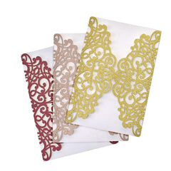 Glitter Scroll Swirl Laser Cut Invitations, 7-1/4-Inch, 8-Count