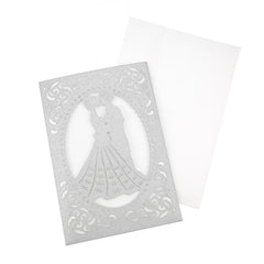 Mr. & Mrs. Laser Cut Glitter Invitations, 7-1/4-Inch, 8-Count